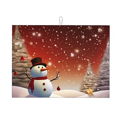 Merry Christmas Day Abtropfmatte für Küchentheke, Mikrofaser, saugfähiges Abtropfgestell, schnell trocknend, Küchenzubehör, groß, 45,7 x 61 cm von RLDOBOFE