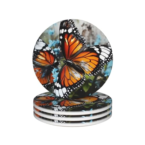 Untersetzer für Getränke 4er Set Schmetterling Untersetzer mit Halter Cup Mat für Getränke Runde Keramik Tischuntersetzer Set Super Saugfähige Getränkeuntersetzer Untersetzer für Getränke 4er Set Schmetterling Untersetzer mit Halter Cup Mat für Getränke Runde Keramik Tischuntersetzer Set Super Saugfähige Getränkeuntersetzer von RLDOBOFE