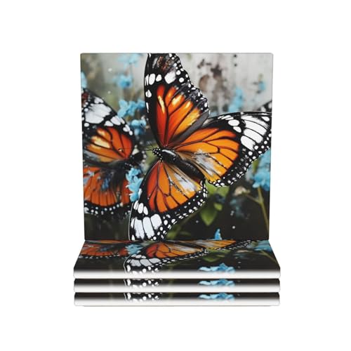 Untersetzer für Getränke 4er Set Schmetterling Untersetzer mit Halter Cup Mat für Getränke Runde Keramik Tischuntersetzer Set Super Saugfähige Getränkeuntersetzer Untersetzer für Getränke 4er Set Schmetterling Untersetzer mit Halter Cup Mat für Getränke Runde Keramik Tischuntersetzer Set Super Saugfähige Getränkeuntersetzer von RLDOBOFE