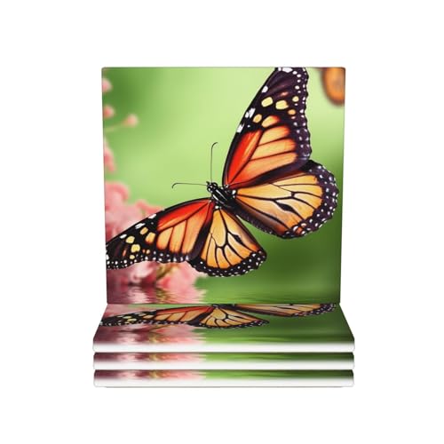 Untersetzer für Getränke 4er Set Schmetterling Untersetzer mit Halter Cup Mat für Getränke Runde Keramik Tischuntersetzer Set Super Saugfähige Getränkeuntersetzer Untersetzer für Getränke 4er Set Schmetterling Untersetzer mit Halter Cup Mat für Getränke Runde Keramik Tischuntersetzer Set Super Saugfähige Getränkeuntersetzer von RLDOBOFE