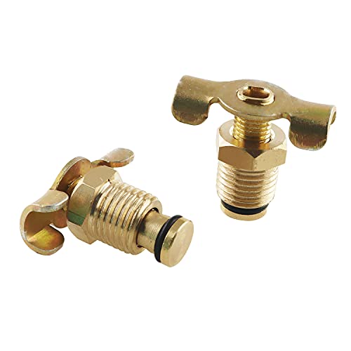 RLECS 1/4 externer Ablaufhahn 2 Stück 1/4 Messing Luftschlauch Armatur Luftkompressor Blowdown Ventil NPT männlich externer Ablaufhahn Ablaufschalter mit Griff von RLECS