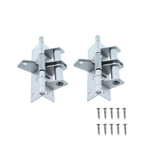 RLECS 2PCS 4 Zoll Silber Unsichtbare Tür mit Positionierung 90 Grad Federscharnier Auto Close Scharnier Holz Türscharnier Multifunktions Türschließer mit Schrauben für alle Arten von Holztür und von RLECS