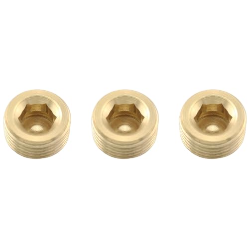 RLECS 3 stücke Messing Interne Hex Socket Senkkopf Stecker Rohrverschraubungen NPT 3/8 "-18 Messing Throat Plug Schraube von RLECS