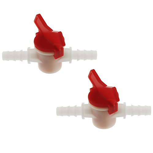 RLECS Kugelhahn mit Widerhaken, 2 Stück, Weiß, 3/8 Zoll ID In-Line Kugelhahn Abschaltschalter mit Schlauchstutzen für Tropfbewässerung und Aquarien Absperrschalter von RLECS