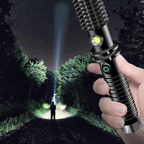 RLEHJN Taschenlampe LED Aufladbar Extrem Hell Taschenlampe Mit Wolfszähne Stabform Zoombare Taschenlampe Mit Langer Laufzeit, Wasserdicht Handlampe USB Flashlight Für Outdoor Notfälle von RLEHJN