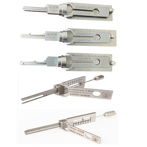 RLOKK 5 Stück SS001 SS002 SS003 SS004 SS005 Dietrich und Decoder Werkzeug für zivile Türschloss, professionelle Schlosserwerkzeuge, Schnellöffner von RLOKK