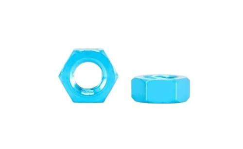 Sechskantmutter, 10 STÜCKE Farbige Sechskantmutter aus Aluminiumlegierung mit Grobgewinde M2 ​​M3 M4 M5 M6(Blue,M2) von RLRLR