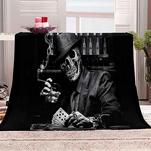 RLSRNC Flanell Decke Sofadecke 3D Männer mit schwarzem Totenkopf Kuscheldecke Warm Sofadecke/Couchdecke winterdecke, Warm Gemütlich Langlebig Superweich und Flauschig Fleecedecke 150x200cm von RLSRNC