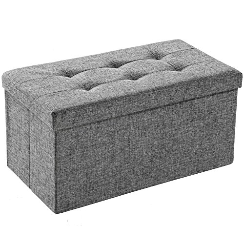 RLTYJVZD Sitzbank mit Stauraum Sitzwürfel Faltbar Aufbewahrungs-Box Würfel 76x38x38 cm (Lichtgrau) von RLTYJVZD