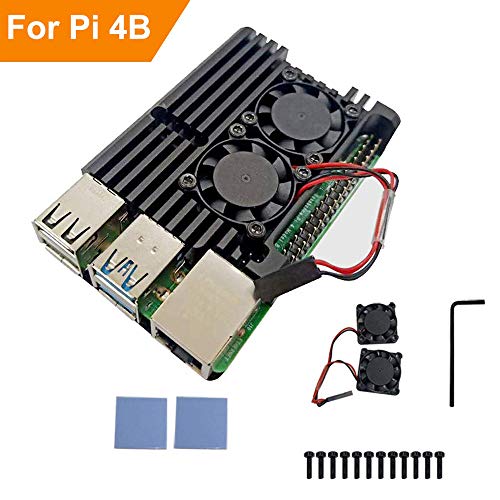 RLTech Raspberry Pi 4 Gehäuse, Raspberry Pi Kühlkörper für Raspberry Pi 4 Modell B, Raspberry Pi Lüfter mit Raspberry Pi Hülle Kompatibel mit Raspberry Pi 4 Modell B (Alum-Schwarz) von RLTech