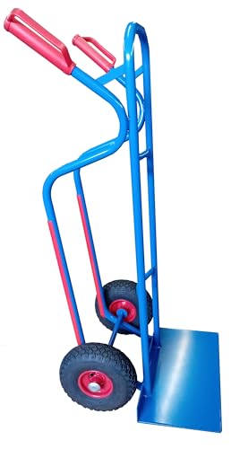 RLW Profi Stahlrohr Sackkarre Stapelkarre Jumbo 250 kg - Schaufel 280x470 mm - Made in EU - kein Asien-Import (Räder nach Ihrer Wahl) (Luftrad schwarz/Metall-Felge rot/Rollenlager) von RLW-Gerätevertrieb