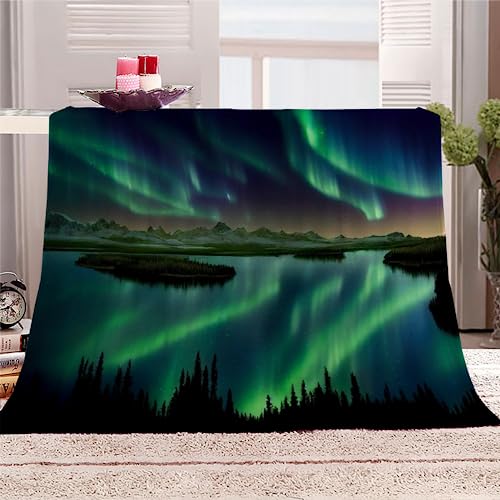 3D Aurora Kuscheldecke Teenager Jungen Mädchen Natur Berg Weiche Flauschig Flanelldecke Sherpa Fleecedecke Sommer Warmer Wohndecke Sofa Bett Dekorative Decke 130x150 cm von RLYXGS