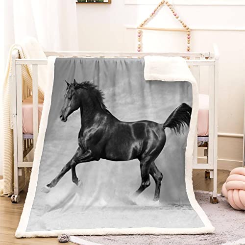 3D Dunkles Pferd Kuscheldecke 150x200cm Tier Flauschige Sherpa Decke Microfaser Warm Weich Fleecedecke Wohndecke Dicke Flanelldecke Sofadecke Couchdecke Kinder Erwachsene Winter von RLYXGS