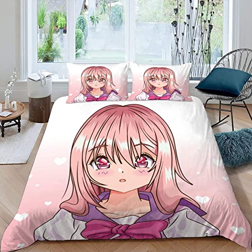 RLYXGS Anime Bettwäsche 155x220 3D Druck Anime Japan Bettwäsche-Sets Manga Anime-Fan Otaku Mikrofaser Bettbezug für Jungen Teenager Bettwaren 3-teilig mit Reißverschluss+2 Kissenbezüge 80x80cm von RLYXGS