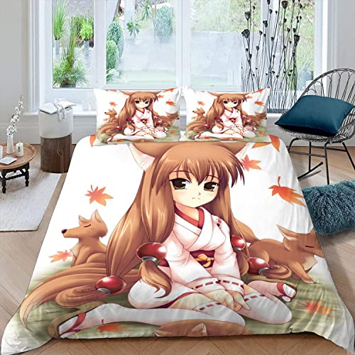 RLYXGS Anime Bettwäsche 155x220 3D Druck Anime Japan Bettwäsche-Sets Manga Anime-Fans Otaku Mikrofaser Bettbezug für Jungen Teenager Bettwaren 3-teilig mit Reißverschluss+2 Kissenbezüge 80x80cm von RLYXGS