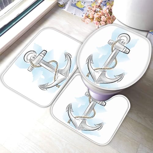 Badematten Set 3 Teilig Anker rutschfest Flanell Badezimmerteppich 40x60cm 3D Ozean U-förmiger Kontur Teppich und WC-Deckel Waschbar Badteppich Weich Saugfähige R31 Badematten Set 3 Teilig Anker rutschfest Flanell Badezimmerteppich 40x60cm 3D Ozean U-förmiger Kontur Teppich und WC-Deckel Waschbar Badteppich Weich Saugfähige R31 von RLYXGS