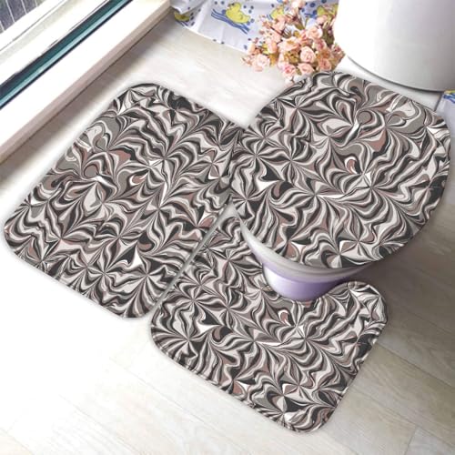 Badematten Set 3 Teilig Marmor rutschfest Flanell Badezimmerteppich 40x60cm 3D Abstraktes Muster U-förmiger Kontur Teppich und WC-Deckel Waschbar Badteppich Weich Saugfähige R38 Badematten Set 3 Teilig Marmor rutschfest Flanell Badezimmerteppich 40x60cm 3D Abstraktes Muster U-förmiger Kontur Teppich und WC-Deckel Waschbar Badteppich Weich Saugfähige R38 von RLYXGS