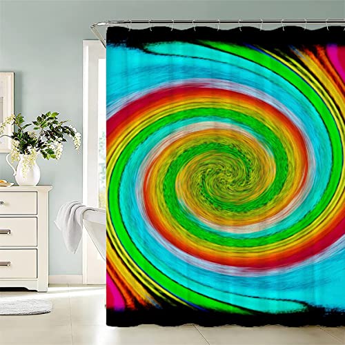 Duschvorhang Wasserdicht Anti-Schimmel 180x200cm Hell Waschbar Polyester Stoff Badvorhänge mit 12 Haken für Dusche Badewanne Badezimmer Decor 3D Motiv Farbe Bad Vorhäng von RLYXGS