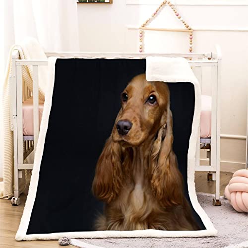 Kuscheldecke 150x200 Cocker Spaniel 3D Haustier Hund Warm Fleece-Decke Weich Flauschige Sherpa Wohndecke Microfaser Sofadecke Couchdecke Zweiseitige Decke Dekor Schlafzimmer Kollektion Winter von RLYXGS