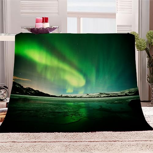 Kuscheldecke Aurora Flauschige Wohndecke Natürliche Landschaft Weich Fleecedeck Tagesdecke Sofadecke Wärme Flanell Decke für Couch Bett Stuhl Büro Sommer personalisierte Decke 130x150cm von RLYXGS