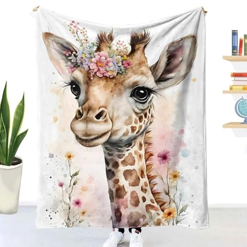 Kuscheldecke Giraffe Flauschige Wohndecke Tiere Farbe Weich Tagesdecke Sofadecke Wärme Flanell Decke für Couch Bett Stuhl Büro Sommer personalisierte Decke 70x100cm B708 von RLYXGS