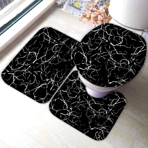 Marmor Badematten Set 3 Teilig Schwarz rutschfest Absorbierend Flanell Badezimmerteppich U-förmiger Kontur Teppich WC-Deckel Waschbar Badteppich Saugfähige,50x80cm R47 Marmor Badematten Set 3 Teilig Schwarz rutschfest Absorbierend Flanell Badezimmerteppich U-förmiger Kontur Teppich WC-Deckel Waschbar Badteppich Saugfähige,50x80cm R47 von RLYXGS
