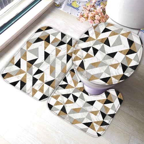 Marmor Badematten Set 3D Abstraktes Muster rutschfest Absorbierend Flanell Badezimmerteppich 3-teiliges 50x80cm Waschbar Badteppich Saugfähige Badvorleger mit WC Deckelbezug R66 Marmor Badematten Set 3D Abstraktes Muster rutschfest Absorbierend Flanell Badezimmerteppich 3-teiliges 50x80cm Waschbar Badteppich Saugfähige Badvorleger mit WC Deckelbezug R66 von RLYXGS