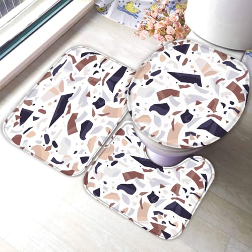 Marmor Badematten Set 3D Abstraktes Muster rutschfest Absorbierend Flanell Badezimmerteppich 3-teiliges 50x80cm Waschbar Badteppich Saugfähige Badvorleger mit WC Deckelbezug R70 Marmor Badematten Set 3D Abstraktes Muster rutschfest Absorbierend Flanell Badezimmerteppich 3-teiliges 50x80cm Waschbar Badteppich Saugfähige Badvorleger mit WC Deckelbezug R70 von RLYXGS