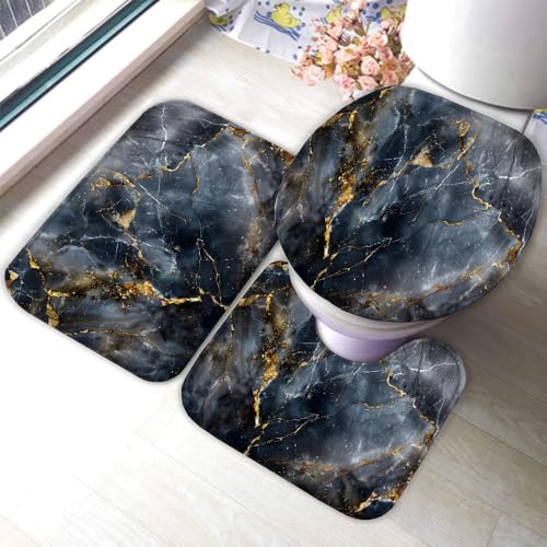 Marmor Badematten Set 3D Gold Grau rutschfest Absorbierend Flanell Badezimmerteppich 3-teiliges 50x80cm Waschbar Badteppich Saugfähige Badvorleger mit WC Deckelbezug R41 Marmor Badematten Set 3D Gold Grau rutschfest Absorbierend Flanell Badezimmerteppich 3-teiliges 50x80cm Waschbar Badteppich Saugfähige Badvorleger mit WC Deckelbezug R41 von RLYXGS