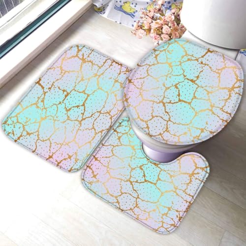Marmor Badematten Set 3D Gold Grün rutschfest Absorbierend Flanell Badezimmerteppich 3-teiliges 50x80cm Waschbar Badteppich Saugfähige Badvorleger mit WC Deckelbezug R74 Marmor Badematten Set 3D Gold Grün rutschfest Absorbierend Flanell Badezimmerteppich 3-teiliges 50x80cm Waschbar Badteppich Saugfähige Badvorleger mit WC Deckelbezug R74 von RLYXGS