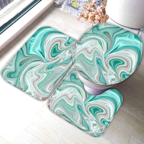 Marmor Badematten Set 3D Grün Rot rutschfest Absorbierend Flanell Badezimmerteppich 3-teiliges 50x80cm Waschbar Badteppich Saugfähige Badvorleger mit WC Deckelbezug R53 Marmor Badematten Set 3D Grün Rot rutschfest Absorbierend Flanell Badezimmerteppich 3-teiliges 50x80cm Waschbar Badteppich Saugfähige Badvorleger mit WC Deckelbezug R53 von RLYXGS