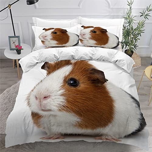 Meerschweinchen Bettwäsche 200x200cm 3D Drucken Meerschweinchen Bettbezug Set für Jungen Mädchen Teens Kinderbettwäsche Mikrofaser Weiche Luxus Bettwaren Raumdekor 3-teiliges +2 Kissenbezug 80x80 von RLYXGS