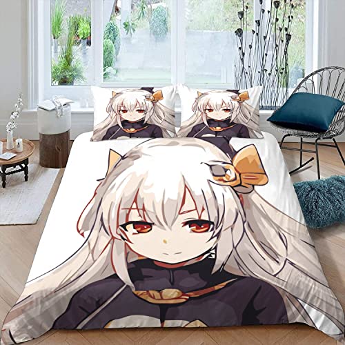 RLYXGS Anime Bettwäsche Set 3D Druck Anime Japan Kinderbettwäsche 135x200 Manga Anime-Fans Otaku Mikrofaser Bettbezüge für Jungen Mädchen Bettwaren 2-teilig mit Reißverschluss+2 Kissenbezüge 80x80cm von RLYXGS