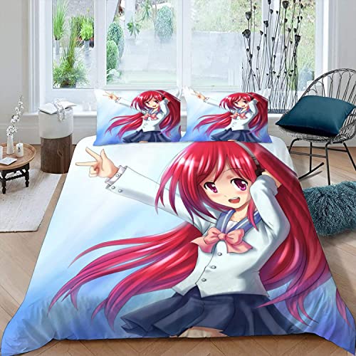 RLYXGS Anime Bettwäsche Set 3D Druck Anime Japan Kinderbettwäsche 135x200 1 Mikrofaser Bettbezüge für Teenager Mädchen Bettwaren 2-teilig mit Reißverschluss+2 Kissenbezüge 80x80cm von RLYXGS