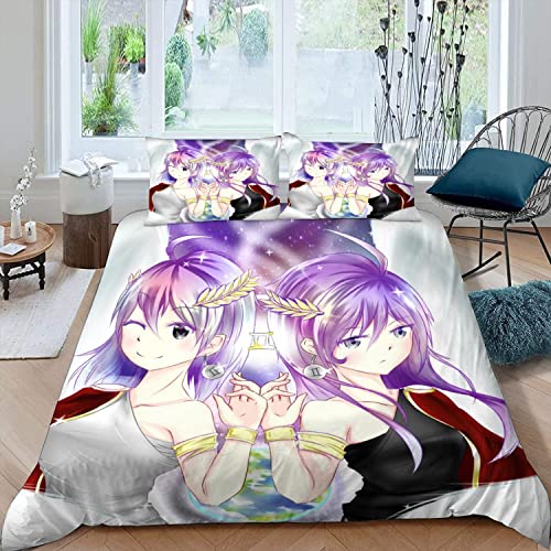 Anime Bettwäsche Set 3D Druck Anime Manga Kinderbettwäsche 135x200 Anime-Fans zweidimensional Mikrofaser Bettbezüge für Jungen Mädchen Bettwaren 2-teilig mit Reißverschluss+2 Kissenbezüge 80x80cm von RLYXGS