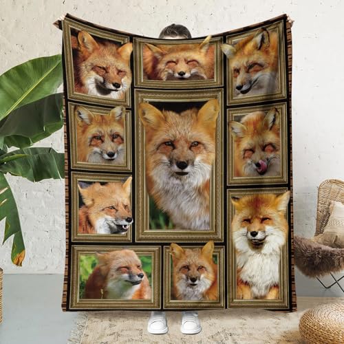 RLYXGS Fuchs Kuscheldecke Flauschig 100x130 Tier Weich Sofadecke Kuschelig Decke Sommer Flanelldecke Wohndecke Schlafdecke personalisierte Tagesdecke couchdecke B684 von RLYXGS