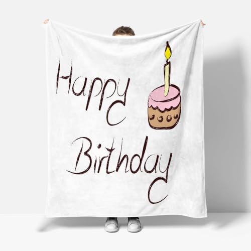 RLYXGS Geburtstagsgeschenk Kuscheldecke Flauschig 100x130 Weiß Weich Sofadecke Decke Sommer Flanelldecke Wohndecke Schlafdecke Personalisierte Tagesdecke CouchdeckeR72 von RLYXGS
