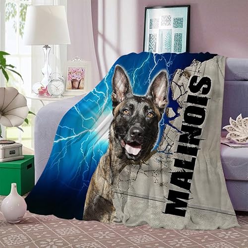 RLYXGS Malinois Kuscheldecke Flauschig 150x200 Haustier Hund Weich Sofadecke Kuschelig Decke Sommer Flanelldecke Wohndecke Schlafdecke personalisierte Tagesdecke couchdecke B519 von RLYXGS