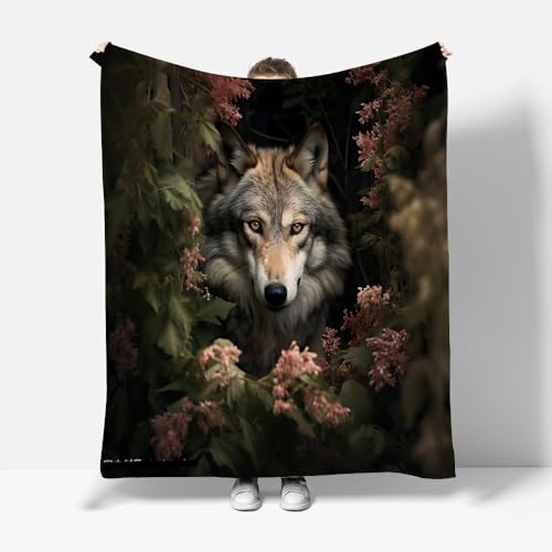 RLYXGS Wolf Kuscheldecke Flauschig 150x200 Tier Weich Sofadecke Kuschelig Decke Sommer Flanelldecke Wohndecke Schlafdecke Personalisierte CouchdeckeR09 von RLYXGS