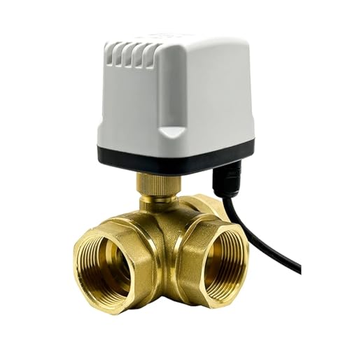 RLZQSGOT 1/2“ 3/4” 1“ 2 Zoll 3-Wege-wasserdichter motorisierter Kugelhahn, elektrischer Kugelhahn, Messingkugelhahn, dreizeilige Zwei-Wege-Steuerung(L TYPE-12VDC-CR02,0.5 Inch) von RLZQSGOT