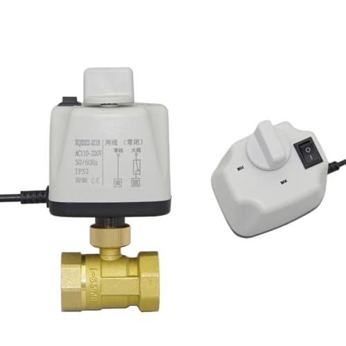 RLZQSGOT 1/2" 3/4" 1" 2" motorisierter Kugelhahn mit Handschalter Messing 2-Draht DN15 DN20 DN25 DN50 Elektrischer Kugelhahn 220V 110V 24V 12V(24VDC-Normally Closed,1.5 Inch) von RLZQSGOT