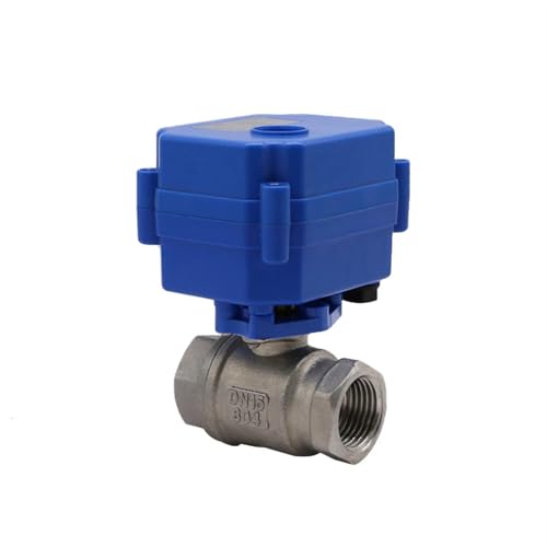 RLZQSGOT 1/2" 3/4" 1" Motorisierter Kugelhahn 2-Wege-Edelstahl-Elektrokugelhahn 2-Draht-Elektroantrieb AC/DC 9-24V(12VDC-CR01,0.75 Inch) von RLZQSGOT