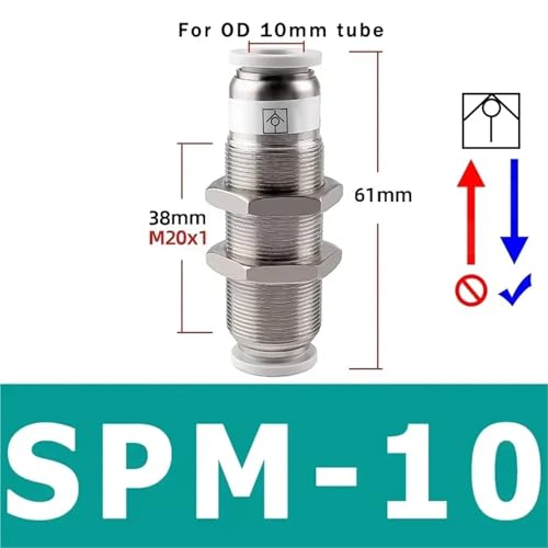 RLZQSGOT 10pcs SPU SPV SPM CV Pneumatic One-Way Non Return Check Valve Straight Control 4mm 6mm 8mm 10mm 12mm Gas Pipe One-Touch Valve(SPM-10) von RLZQSGOT