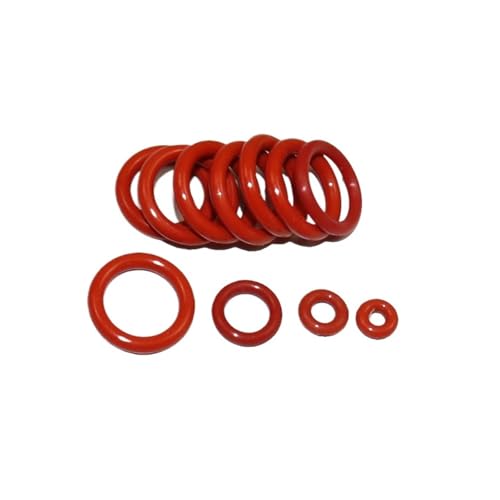 Tichkness 1,8 mm Silikonkautschuk-Dichtungs-O-Ring, Öldichtung, Wasserdichtung, Dichtungsscheibe, Packung mit 100 Stück, ID 1,6 mm – 26,5 mm(Rosso,ID 3.75MM-1.8MM) von RLZQSGOT