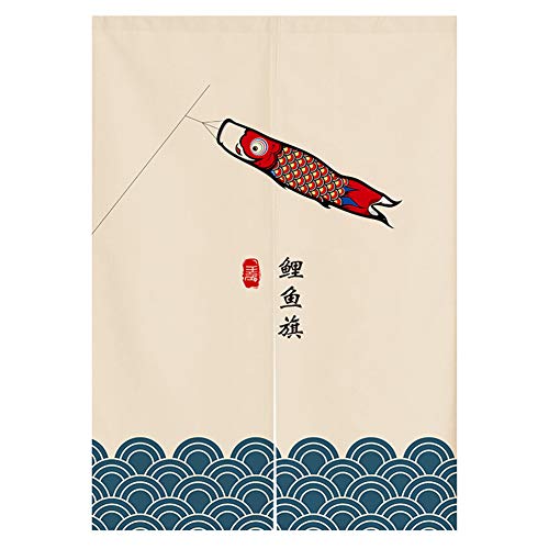 Japanischer Noren Türvorhang Tapisserie Koinobori und Welle Türvorhang Ukiyoe Raumteiler Heimdekoration 83,8 x 119,4 cm von RLoncomix