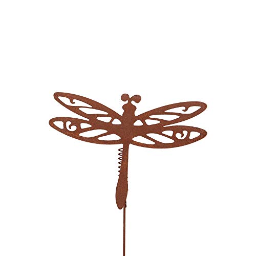 RM Design Gartenstecker Rost Libelle mit Wackelfeder Klein von UNUS
