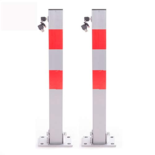 RMAN 2 × Parkpfosten Klappbar 60cm Parkplatzsperre Absperrpfosten Reflexstreifen Robust mit 5 Schlüssel Parkplatz Sperre Stabil ignalstreifen, Silber-Grau-Rot von RMAN