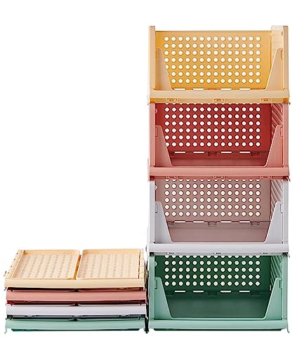 RMAN 4 Stück Kleiderschrank Organizer Schubladenbox Stapelbare Schrank Organizer Kleiderschrank Regal Aufbewahrungsbox Plastik Lagerkisten Trennwand Schublade für Kleidung, Küchen, Schlafzimmer von RMAN