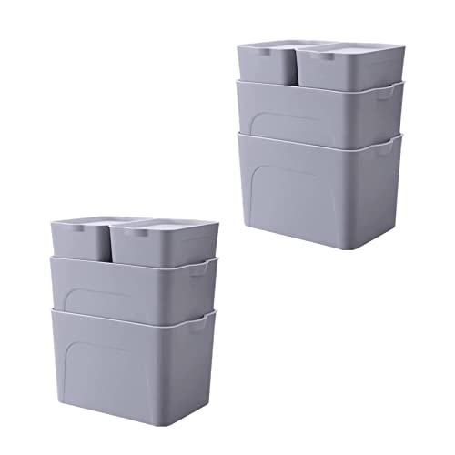 RMAN 8er Set Aufbewahrungsbox mit Deckel Stapelbare Kunststoff(PP) Aufbewahrungsboxen mit Griffen 25L/15L/5L StorageBox Stoffbox Aufbewahrungskorb Würfel - Grau von RMAN