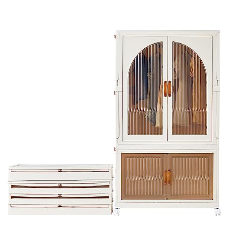 RMAN Kleiderschrank groß 98L Aufbewahrungsbox mit Deckel Schrank aus Kunststoff mit Rädern und Kleiderstange für Schlafzimmer Ankleidezimmer von RMAN